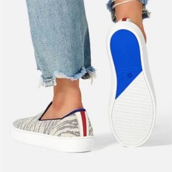 Rothy's Maritime Tiger Print Classic Slip-On Sneaker in Size 7 - Picture 2 of 9